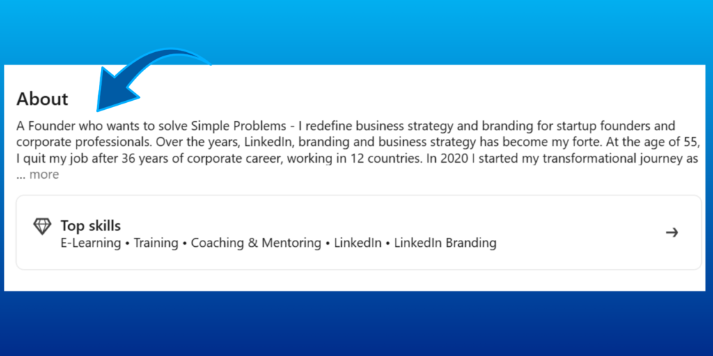 linkedin about section example