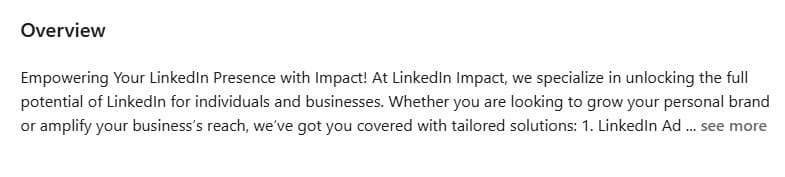 LinkedIn Company Page Description